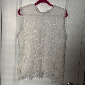 SHEIN Cream Embellished Sleeveless Blouse